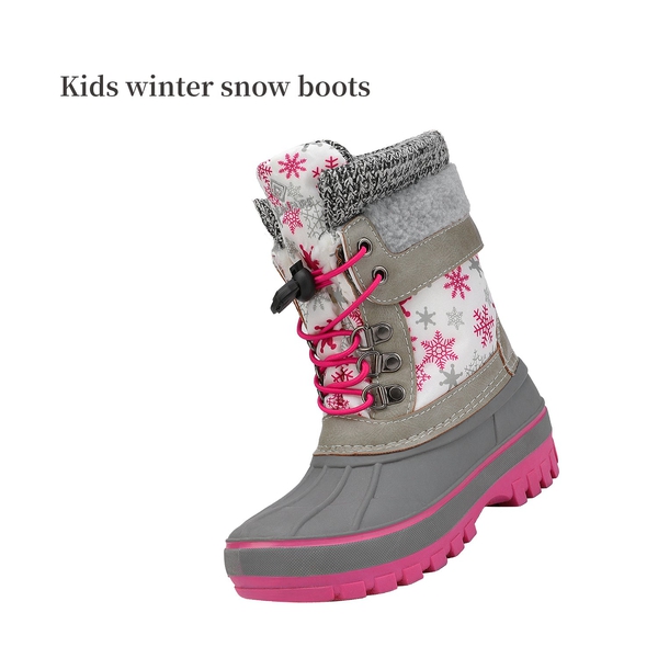 Insulated Snow Kids Waterproof Boots - WHITE FAUXIA - 2